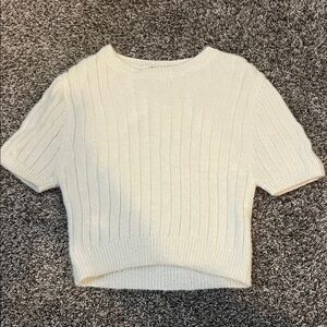 Zara Cream Ribbed Crop Top